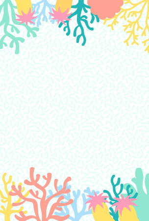Colorful coral frame. Underwater background. Vector illustration.のイラスト素材