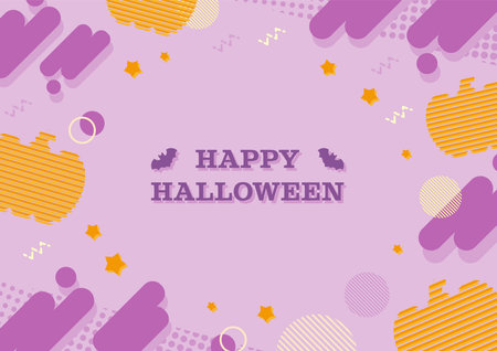 happy halloween card with frame circular vector illustration designicon graphicのイラスト素材