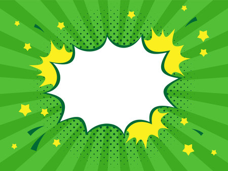 abstract pop art background with rays and comic book bubble vector illustrationのイラスト素材