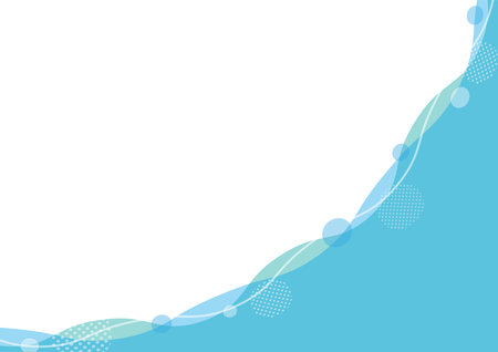 abstract blue background with waves and halftone dots, vector illustrationのイラスト素材