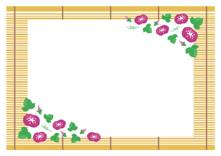 Illustration of a Japanese pattern frame with morning glory.のイラスト素材