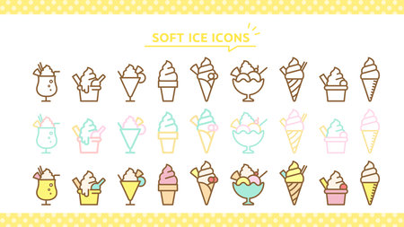 Set of ice cream line icons. Collection of ice cream vector line iconsのイラスト素材