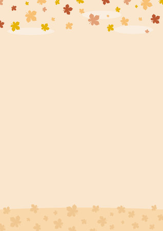 Illustration of a brown background with leafs and space for textのイラスト素材