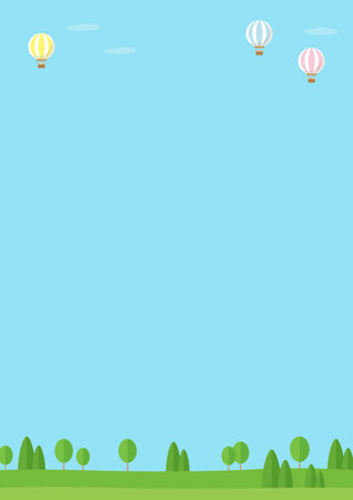 Illustration of hot air balloons flying in the sky, vector illustrationのイラスト素材