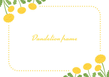 Dandelion frame, spring illustration, flat designのイラスト素材