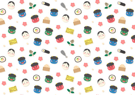 Setsubun wallpaper background materialのイラスト素材