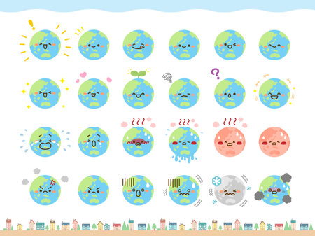 A set of cute earth.It's vector art so easy to edit.のイラスト素材