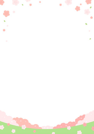 Cherry blossom sakura background with space for text. Vector illustration.のイラスト素材