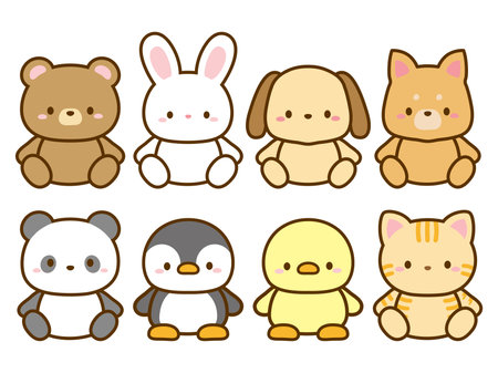 Cute animal vector set. Cartoon illustration of cute animal vector set.のイラスト素材