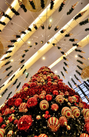Kuala Lumpur,Malaysia - December 18,2013 Christmas tree in shopping centreのeditorial素材