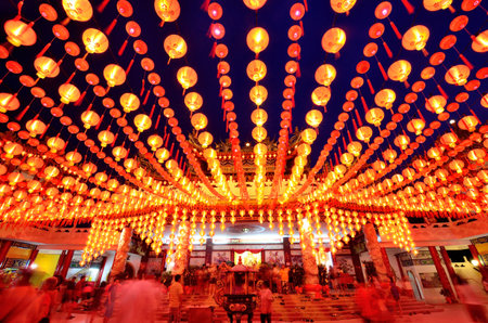 Kuala Lumpur,Malaysia - February 09, 2014   During Chinese New Year,many people come to Thean Hou Temple to pray for a better year head のeditorial素材