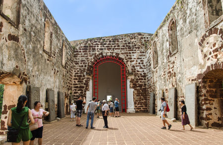 Malacca,Malaysia - June 15, 2014  St  Paul s Church in Malacca  The church is listed as UNESCO World Heritage People can seen exploring around the St  Paul s Church in Malacca のeditorial素材