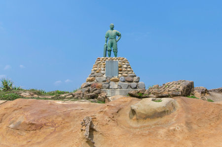 New Taipei,Taiwan - March 15, 2015: The heroic deeds of Lin Tian Zhen in Yehliu Geopark, Taiwan.のeditorial素材