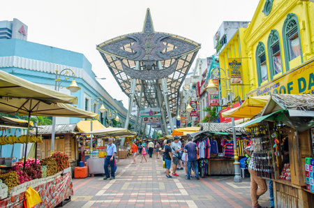Kuala Lumpur, Malaysia - July 13, 2015: People can seen walking and shopping around Kasturi Walk alongside Central Market,Kuala Lumpurのeditorial素材