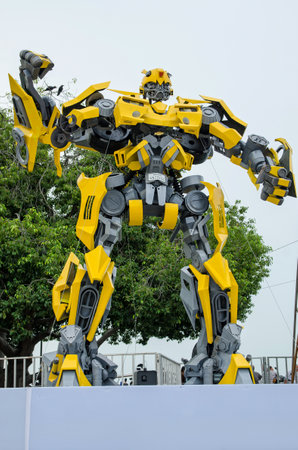 Esplanade,Penang - July 17,2015 : Optimus Prime and Bumblebee Transformers exhibition at Esplanade Penang, Malaysia.のeditorial素材