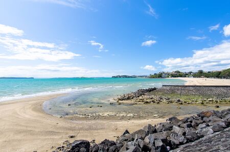 Mission Bay is a beautiful white-sand beach which is located at Auckland,New Zealandの写真素材