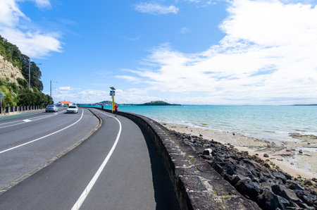 Auckland,New Zealand - September 25,2015 : Along the Tamaki Drive,it is the best ways to appreciate the beauty of Mission Bay which is located at Auckland,New Zealandのeditorial素材