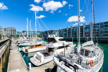 Auckland, New Zealand - September 26,2015 : Viaduct Harbour which is located in Auckland,yachts can seen mooring at the harbourside.のeditorial素材