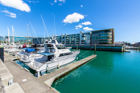 Auckland, New Zealand - September 26,2015 : Viaduct Harbour which is located in Auckland,yachts can seen mooring at the harbourside.のeditorial素材