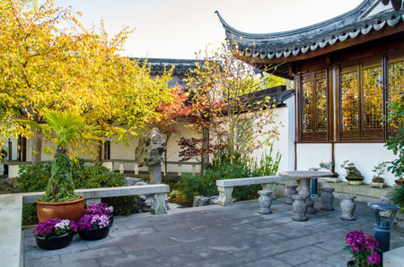 Dunedin,New Zealand - May 3,2016 : The Dunedin Chinese Garden in New Zealand.のeditorial素材