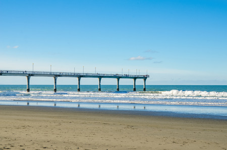 New Brighton Pier in Christchurch, New Zealandの写真素材