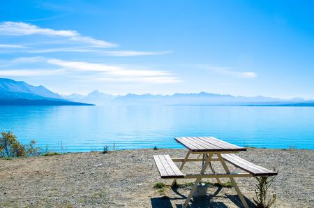 Lake Pukaki in south island New Zealand.の写真素材