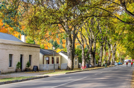 Arrowtown,New Zealand - April 27,2016 : Autumn landscape of historic town in Arrowtown, New Zealand