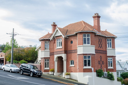 Dunedin,New Zealand - May 2,2016 : Residential Architectural Styles in the city of Dunedin in New Zealand.のeditorial素材
