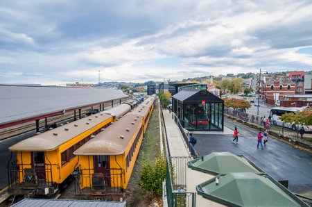 Dunedin,New Zealand - May 2,2016 : Street view in the city of Dunedin in New Zealand.のeditorial素材