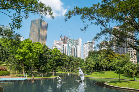 Kuala Lumpur - June 9,2017 : Lake Symphony in KLCC Park, which is near  Petronas Twin Towers, Kuala Lumpur Malaysia.のeditorial素材