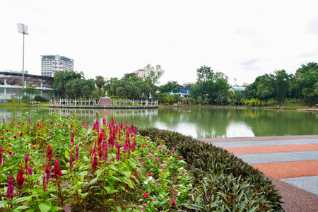 Cheras,Malaysia - June 27,2017 : Permaisuri Lake Garden is one of the famous park in Cheras, there is a pathway for people to jogging and exercise. It also known as Taman Tasik Permaisuri.のeditorial素材