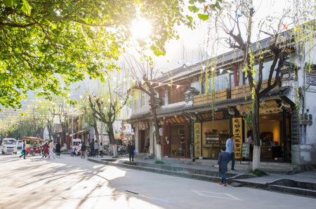 Dali,China - April 19,2017 : Scenic view of the Dali Old Town in Yunnan, China. It is a famous tourist destination of Asia.のeditorial素材
