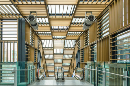 Kuala Lumpur, Malaysia - Feb 7,2017 : Nu Sentral escalator in KL Sentral,it is probably KL most photographed escalator.Nu Sentral is the latest trendy shopping mall in the ever-bustling Kuala Lumpur.のeditorial素材