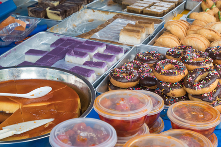 Various types of snacks selling in Ramadan bazaar Malaysia.の写真素材