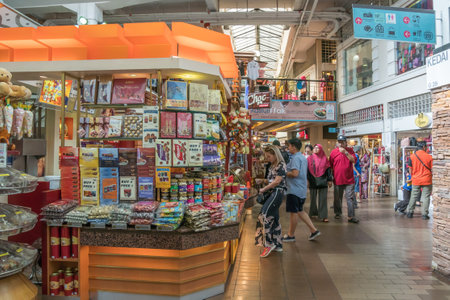 Kuala Lumpur, Malaysia - October 7,2017 : People can seen exploring and shopping around the Central Market. It is a cultural heritage site with restored art deco facade offering shopping and eateries.のeditorial素材