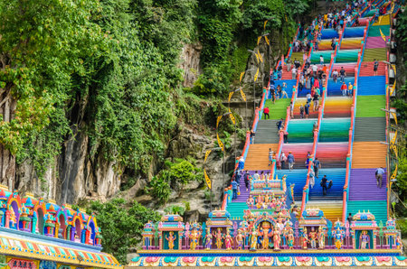 Kuala Lumpur,Malaysia - December 12 , 2018: Batu Caves is a limestone hill that has a series of...