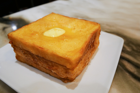 French toast on a white plate