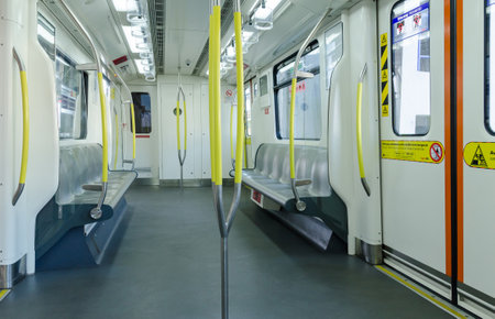 Kuala Lumpur,July 2,2018 : Interior view of the LRT (Light Rail Transit),it is a public rail...