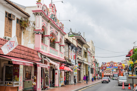 Malacca,Malaysia - April 22,2019 : Jonker Street is the centre street of Chinatown in Malacca. It was listed as a UNESCO World Heritage Site on 7 July 2008. People can seen exploring around it.のeditorial素材
