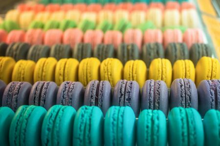 Closeup view of the colorful macarons.の写真素材