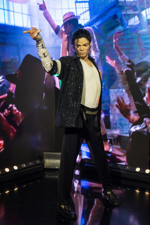 Bangkok,Thailand - November 1,2019 : Michael Jackson wax figure display at Madame Tussauds Museum,Siam Discovery in Bangkok Thailand.のeditorial素材