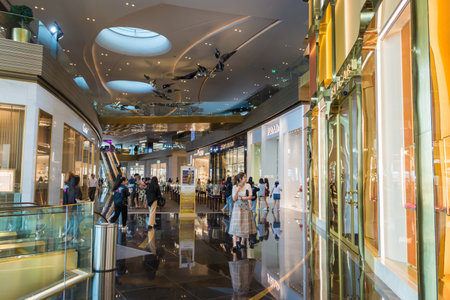 Iconsiam ,Thailand -Oct 30,2019:  People can seen exploring around Iconsiam shopping mall,it is offers high-end brands, an indoor floating market, exhibition space, and beautiful riverside location.のeditorial素材