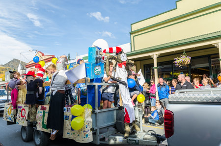 Arrowtown, New Zealand - April 23,2016 : There is parade event during the Arrowtown Autumn Festival...