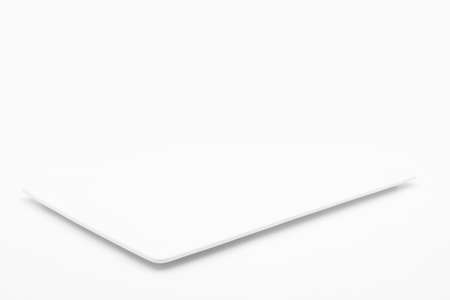 A rectangle empty white plate isolated on the white background.の写真素材