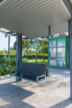 Kuala Lumpur, Malaysia - May 13,2022 : Scenics view of the public bench with library located in the Titiwangsa Lake Gardens, Kuala Lumpur Malaysia.のeditorial素材