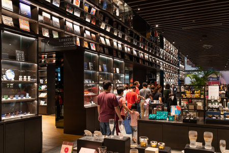 Kuala Lumpur,Malaysia - October 24,2022 :  Tsutaya Books bookstore in Pavilion Bukit Jalil, people...