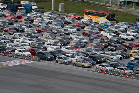 Kuala Lumpur,Malaysia - December 4,2022 : High angle view of the traffic jam during rush hour in...