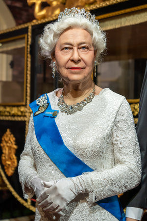 Shah Alam, Malaysia - April 17,2023 : Queen Elizabeth II's wax figure display at Red Carpet 2 in I-City Shah Alam. Elizabeth II was Queen of the United Kingdom.のeditorial素材