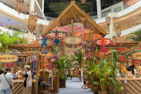 Kuala Lumpur,Malaysia - April 21,2023 : Traditional Colourful Malay Wau kites and decorations at the...