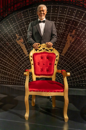 Shah Alam, Malaysia - April 17,2023 : Morgan Freeman's wax figure displayed at Red Carpet 2 in...